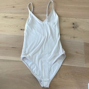 Talula White Ribbed Bodysuit